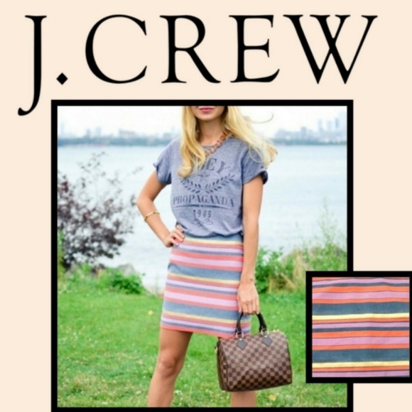 J. CREW Striped Mini Skirt, Size 10 - Picture 2 of 5
